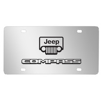 Jeep Compass 3D Dual Logo Mirror Chrome Stainless Steel License Plate