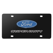 iPick Image - 3D Dual Logo Black Stainless Steel License Plate - Ford Super-Duty