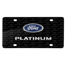 Ford F-150 Platinum 3D Logo on Logo Pattern Black Aluminum License Plate