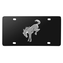 Ford Bronco 3D Chrome Logo on Black Stainless Steel License Plate
