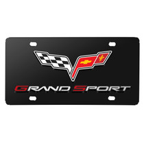 Chevrolet Corvette C6 Grand Sport 3D Logo Black Metal License Plate