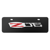 Chevrolet Corvette C6 Z06 3D Logo 12" x 4.25" European Look Black Half-Size Stainless Steel License Plate