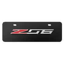 Chevrolet Corvette C7 Z06 3D Logo 12" x 4.25" European Look Black Half-Size Stainless Steel License Plate