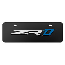 Chevrolet Corvette C7 ZR1 3D Logo 12" x 4.25" European Look Black Half-Size Stainless Steel License Plate