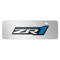 Chevrolet Corvette C6 ZR1 3D Logo 12" x 4.25" European Look Chrome Half-Size Stainless Steel License Plate