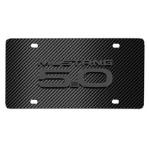 Ford Mustang 5.0 3D Dark Gray Logo on Black Carbon Fiber Pattern Stainless Steel License Plate