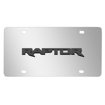 Ford F-150 Raptor 3D Dark Gray Logo on Mirror Chrome Stainless Steel License Plate