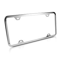Slim Chrome Steel License Plate Frame with 4 Holes, Lifetime warranty