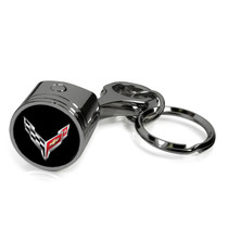 Chevrolet Corvette C8 Black Chrome Engine Piston Style Metal Key Chain
