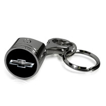 Chevrolet Black Logo Black Chrome Engine Piston Style Metal Key Chain