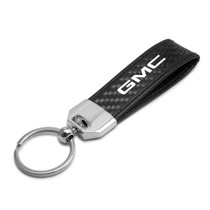 GMC Real Carbon Fiber Strap with Black Leather Stitching Edge Key Chain