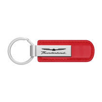 Ford Thunderbird Red PU Leather Strap Silver Metal Bar LED Printed Logo Key Chain