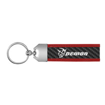 Dodge Demon Real Carbon Fiber Strap Key Chain with Red Edge