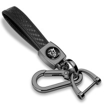 Dodge Demon in Black on Real Carbon Fiber Loop-Strap Dark Gunmetal Hook Key Chain