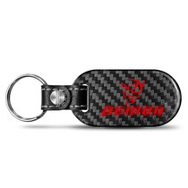 Dodge Demon in Red Real Carbon Fiber Dog-Tag Style Key Chain