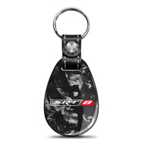 Dodge Jeep SRT-8 Logo LED Printed on Real Forged Carbon Fiber Tear-Drop Style Key Chain