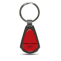 Dodge Challenger R/T on Red Dome Dark Gunmetal Metal Teardrop Key Chain