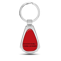 Dodge Challenger on Red Dome Mirror Chrome Metal Teardrop Key Chain