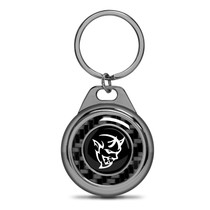 Dodge Demon Real Black Carbon Fiber Gunmetal Roundel Metal Case Key Chain