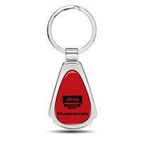 Jeep Gladiator on Red Dome Mirror Chrome Metal Teardrop Key Chain