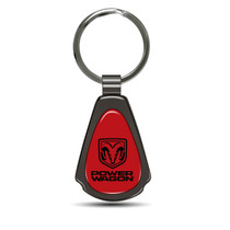 RAM Power Wagon on Red Dome Dark Gunmetal Metal Teardrop Key Chain