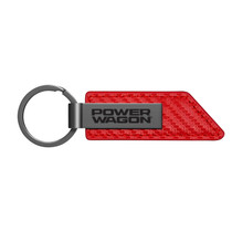RAM Power Wagon Red PU Leather Carbon Fiber Texture Strap Gunmetal Gray Metal Bar LED Printed Logo Key Chain
