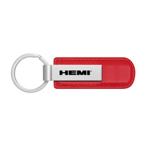 HEMI Red PU Leather Strap Silver Metal Bar LED Printed Logo Key Chain