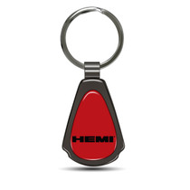 HEMI on Red Dome Dark Gunmetal Metal Teardrop Key Chain