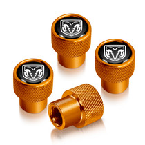 RAM in Black on Golden Premium Anodized Aluminum Tire Valve Stem Caps - Set of 4