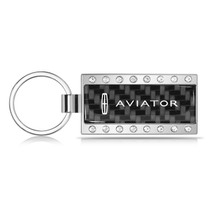 Lincoln Aviator Real Carbon Fiber Chrome Metal Case with Crystal Rhinestone LED Printed Premium Car Key Chain