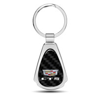 Cadillac CT5 Logo Real Black Carbon Fiber Chrome Metal Teardrop Key Chain