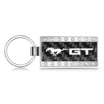 Ford Mustang GT Real Carbon Fiber Chrome Metal Case with Crystal Rhinestone LED Printed Logo Premium Car Key Chain