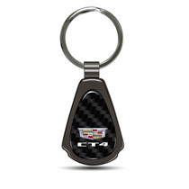 Cadillac CT4 Logo Real Black Carbon Fiber Gunmetal Black Teardrop Key Chain