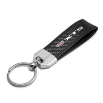 Cadillac XT5 Logo Real Carbon Fiber Strap with Black Leather Stitching Edge Key Chain