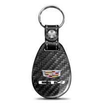 Cadillac CT4 Logo Black Real Carbon Fiber Large Tear-Drop Key Chain