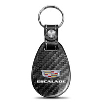 Cadillac Escalade Logo Black Real Carbon Fiber Large Tear-Drop Key Chain