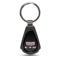 Cadillac CT5 Logo Black Dome Gunmetal Black Metal Teardrop Key Chain