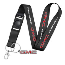 GMC Denali Logo Die-Cut Metal Key Chain Key-Charm with Black Lanyard Strap, Exclsive Official Licensed Product