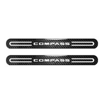Jeep Compass Black Sticks Style Real Carbon Fiber 2 Pcs Universal Door-Sill-Step Protector Guard Decal