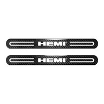 HEMI Logo Black Sticks Style Real Carbon Fiber 2 Pcs Universal Door-Sill-Step Protector Guard Decal