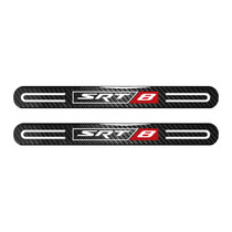 Dodge SRT-8 Logo Black Sticks Style Real Carbon Fiber 2 Pcs Universal Door-Sill-Step Protector Guard Decal