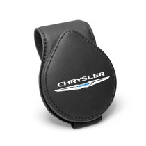 Chrysler Black Leather Magnetic Sunglass Holder Car Sun Visor Mount Clip