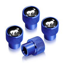Ford Bronco in Black on Blue Easy-Grip Aluminum Tire Valve Stem Caps