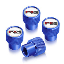Ford F-150 FX4 Off Road in White on Blue Easy-Grip Aluminum Tire Valve Stem Caps