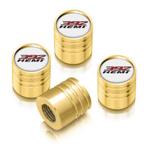HEMI 392 HEMI Logo in White on Golden Cylinder-Style Premium Anodized Aluminum Tire Valve Stem Caps