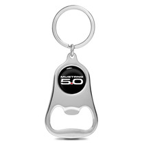 Ford Mustang 5.0 Black Logo Chrome Finish Flat Bottle Opener Metal Key Chain