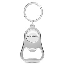 Ford Ranger White Logo Chrome Finish Flat Bottle Opener Metal Key Chain