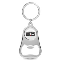 Ford Mustang 5.0 White Logo Chrome Finish Flat Bottle Opener Metal Key Chain