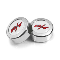 Dodge R/T Logo in White Dome Logo on Chrome two ABS Plastic License Plate Frame Screw Cover Set