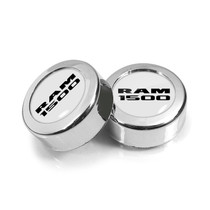 RAM 1500 Logo in White Dome Logo on Chrome two ABS Plastic License Plate Frame Screw Cover Set